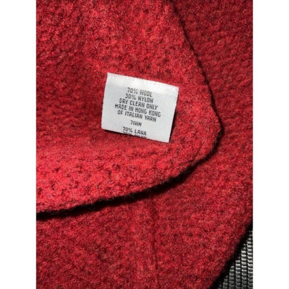 $198 Eileen Fisher Women's Red Wool Cowl Funnel Neck Pullover Sweater Sz Large - Picture 7 of 10